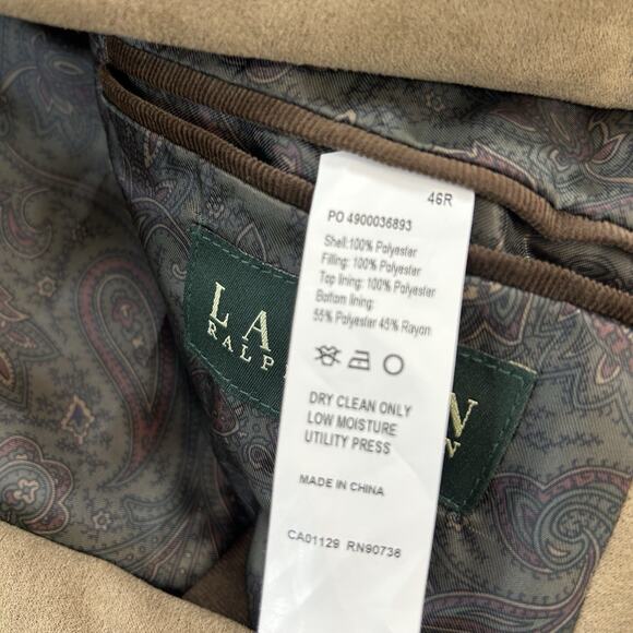 Lauren Ralph Lauren Men Size 46R Corduroy Blazer Navy Elbow Patch Sport Coat - Picture 5 of 10